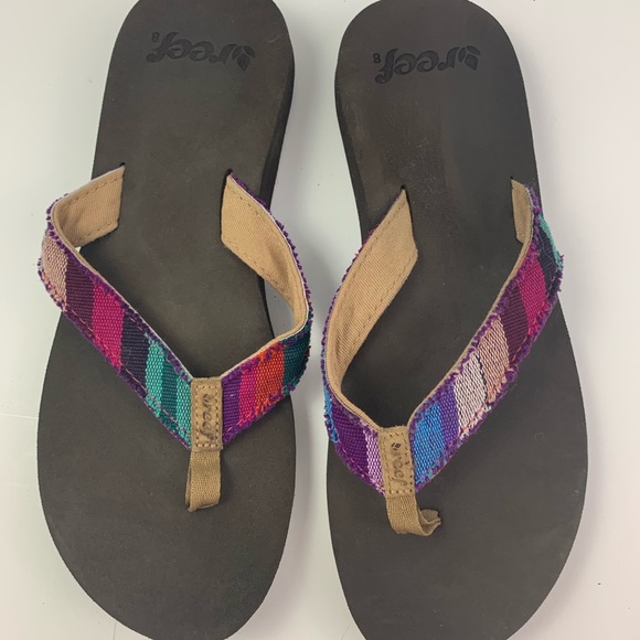 multi colored flip flops